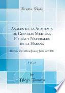 Libro Anales de la Academia de Ciencias Medicas, Fisicas y Naturales de la Habana, Vol. 33