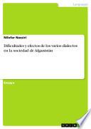 Libro Dificultades y efectos de los varios dialectos en la sociedad de Afganistán