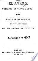 Libro El Avaro